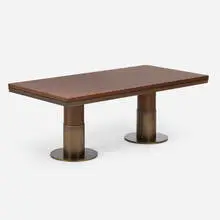 Mark Zeff, Custom Bronze Age dining table, 2015, walnut, bronzed steel