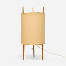 Table lamp, model 9 by Isamu Noguchi, 1947, cherry, metal, paper shade, sold Nov 2025