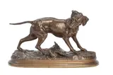Jules Moigniez, bronze model of a pointer