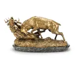 Charles Ernest Dagonet, gilt bronze model of two rutting stags, gilt bronze