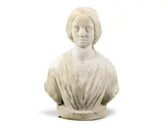 William Groves, mid 19th century carved white marble portrait bust of a young woman, marble