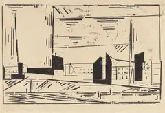 Vorstadt 1 by Lyonel Feininger, 1924, Holzschnitt auf Japanbütten, sold Jun 2016