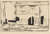 Lyonel Feininger, Vorstadt 1, 1924, Holzschnitt auf Japanbütten