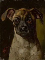 Hundeportrait by Wilhelm Trübner, Um 1875, Öl auf Holz, sold May 2018