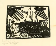 Wettsegeln by Lyonel Feininger, 1918, Holzschnitt auf dünnem chamoisfarbenen Japanbütten, sold Dec 2017