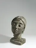 Heinrich Kirchner, Portrait Meera, 1957, Bronze mit graugrüner Patina, auf Steinsockel montiert