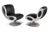 Marc Newson, Gluon lounge chairs (2), 1993, Black leather, painted wood, plastic and metal