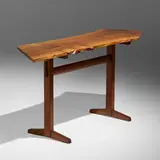 Special Trestle table from Folly Cottage by George Nakashima, 1966, American black walnut, sold Sep 2023
