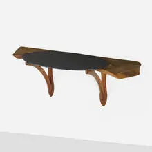 Phillip Lloyd Powell, Wall shelf, c. 1970, walnut, slate