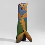 Wendell Castle, Four Seasons clock, 1993, poplar, jelutong, maple veneer, gesso, acrylic paint, and motorized clock movements