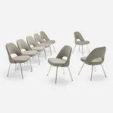 Eero Saarinen, Executive chairs, set of eight, Girard upholstery, chrome-plated steel