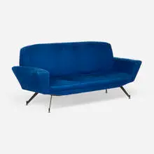 Studio Tecnico, Sofa, model 548, c. 1955, wool upholstery, enameled steel, brass