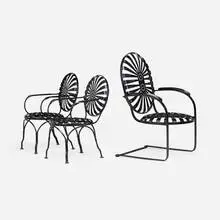 François Carré, Sunburst garden set, c. 1935, lacquered steel