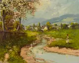László Neogrády, A pastoral scene with geese