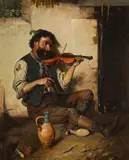 J.L. Ronay, A portrait of a violinist, oil on canvas