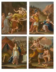 French School 17th century, The Stolen Blessing, Rebecca at the Well, Judith with the Head of Holofernes, and The Sacrifice of Isaac (a group of four), oil on copper