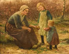 Hendrik Heyligers, In the apple orchard, oil on canvas