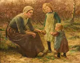 Hendrik Heyligers, In the apple orchard, oil on canvas