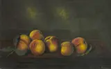 Martin Lenzi, A study of peaches on a table, oil on academy board