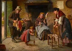 R. Agusti, A child's toy, oil on canvas