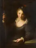 Bénigne Gagneraux, A portrait of a woman with a shell, oil on canvas
