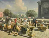 The fishmarket by Søren Christian Bjulf, oil on canvas, offered Sep 2017