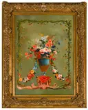 A vase of flowers with garland by French School, 19th & 20th Century, oil on canvas, sold Sep 2017