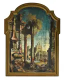 Pietro Paltronieri, A capriccio view, gouache on canvas