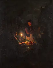 André Vermeulen, The market stall, oil on panel