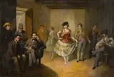Spanish School, 19th Century, The fashionable dance, oil on canvas