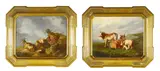 Eugène Verboeckhoven, A herder with goats and sheep (a pair), oil on canvas