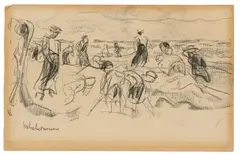 Strandszene by Max Liebermann, Kohle auf Papier, sold Jun 2017