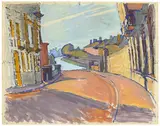 Anton Kerschbaumer, Verlorene Brotgasse in Gent II, 1916, Gouache auf Papier