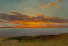 Deutsch, um 1880, Wolkenfeuer, Öl auf Leinwand, auf Pappe aufgezogen