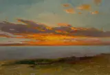 Deutsch, um 1880, Wolkenfeuer, Öl auf Leinwand, auf Pappe aufgezogen