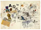 Jean Tinguely, Prunier, Um 1960, Mischtechnik und Collage auf Papier (aus einem Skizzenblock)