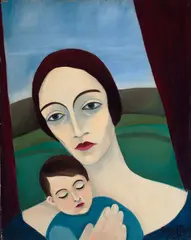 Ilse Schaeffer, Mutter und Kind, 1925, Öl auf Holz