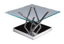 Sottsass Association, SA05 Coffee table, 2004, Chrome-plated steel and glass