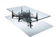 Daniel Gluck, Sculptural coffee table, c. 1960, Cast and welded bronze, glass