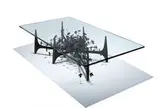 Daniel Gluck, Sculptural coffee table, c. 1960, Cast and welded bronze, glass