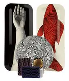 Accessories (6) by Piero Fornasetti, c. 1955, Glazed ceramic and enameled metal, sold Oct 2012