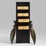 A Lump in My Thought chest of drawers by Wendell Castle, 1992, polychromed mahogany, mahogany veneer, curly maple, oak, and brass, sold Sep 2023