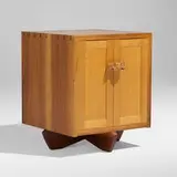 Kornblut case by Mira Nakashima, 2008, American black walnut, curly maple, maple burl, sold Sep 2023