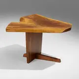 Greenrock side table by Mira Nakashima, 2008, American black walnut, English walnut, sold Sep 2023
