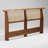 Special king-size spindled headboard by Mira Nakashima, 1999, American black walnut, hickory, sold Sep 2023