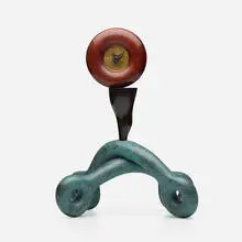 Wendell Castle, Secret Ambition clock, 1990, ebonized wood, bubinga, patinated copper, quartz movement