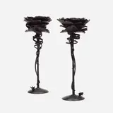 Albert Paley, Ginkgo candleholders, pair, 1994, forged and fabricated steel with a blackened finish