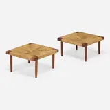 Fitch stools, pair by George Nakashima, American black walnut, sea grass cord, sold Sep 2023