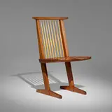 Exceptional Conoid chair by George Nakashima, 1983, American black walnut, hickory, sold Sep 2023