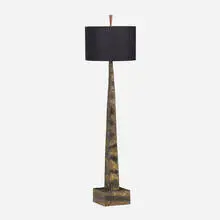 Rare floor lamp by Paul Evans and Phillip Lloyd Powell, c. 1960, torch-cut, welded, gilt and enameled steel and bronze, walnut, sold Sep 2023